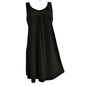 SiLK Eileen Fisher Tunic Tank Dress Black Pockets A Line Yoke Stretchy XS